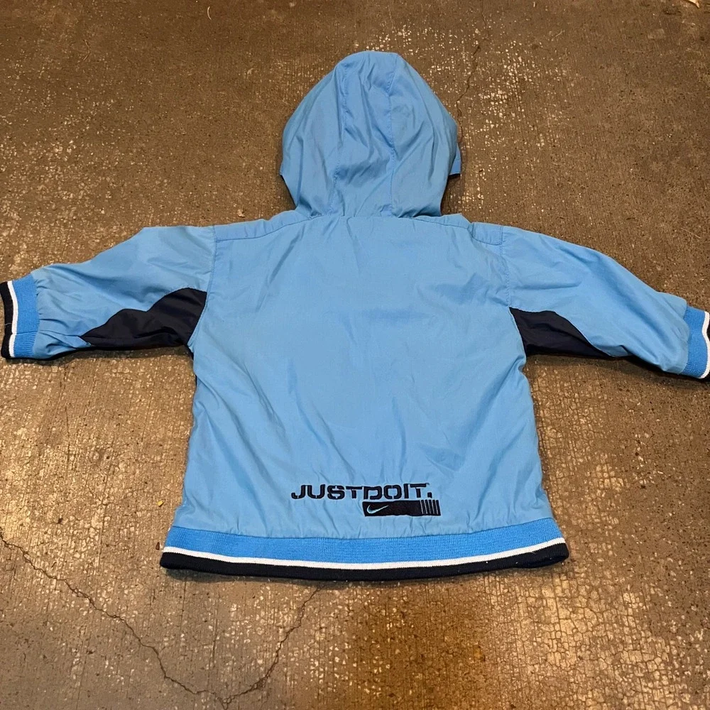 Vtg Nike Windbreaker Kids 12M Blue Just Do It Hooded‎ Full Zip Jacket Mesh Lined